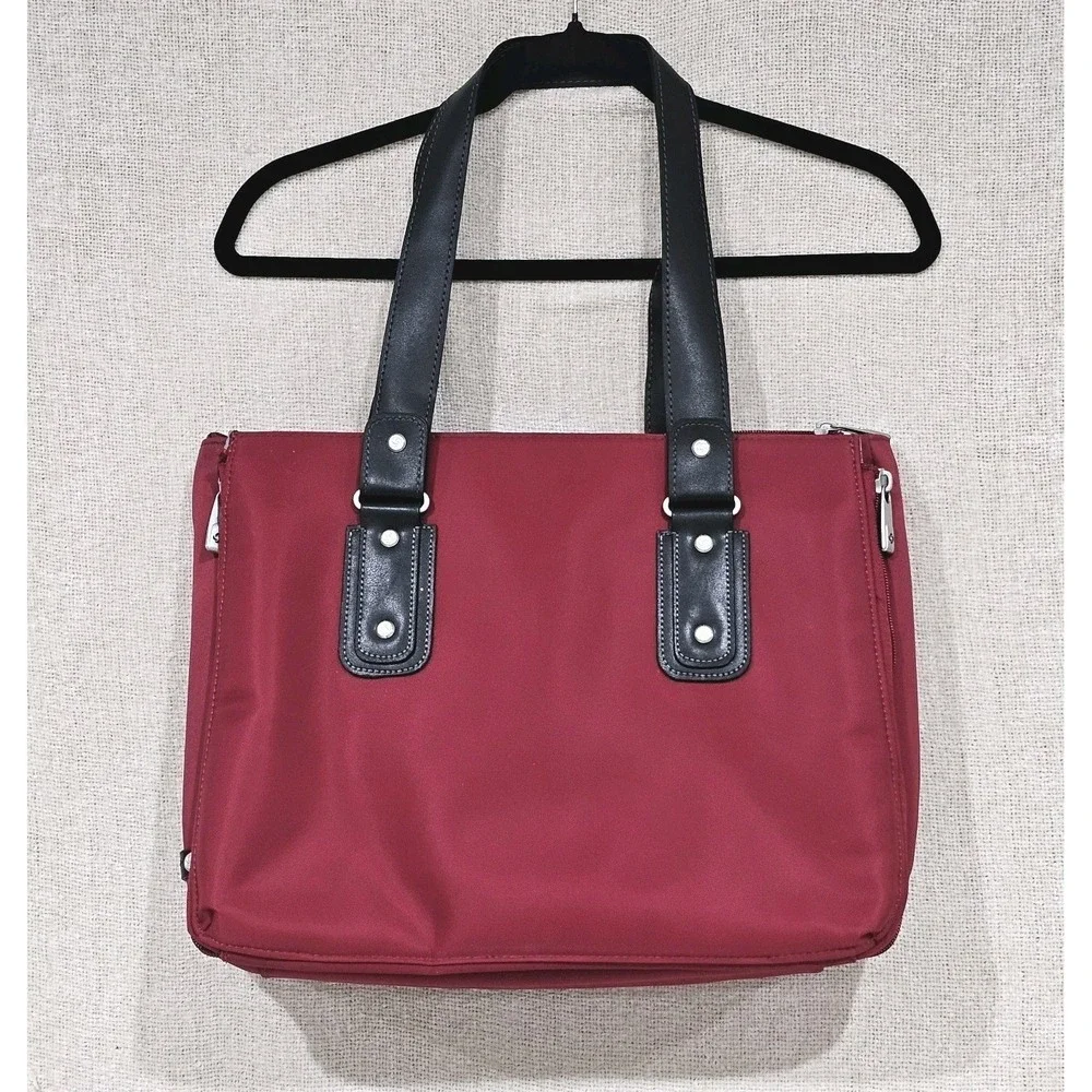 Samsonite Red Laptop Briefcase Messenger Bag Double Handles Expandable Pockets